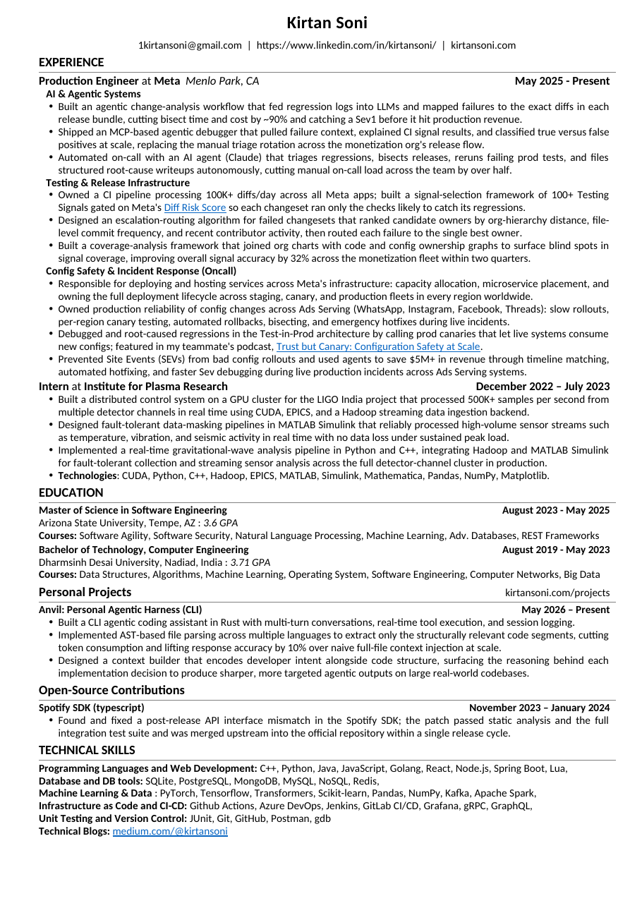 The rendered one-page résumé