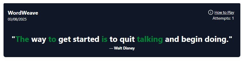 Quote words lit up green as they are matched